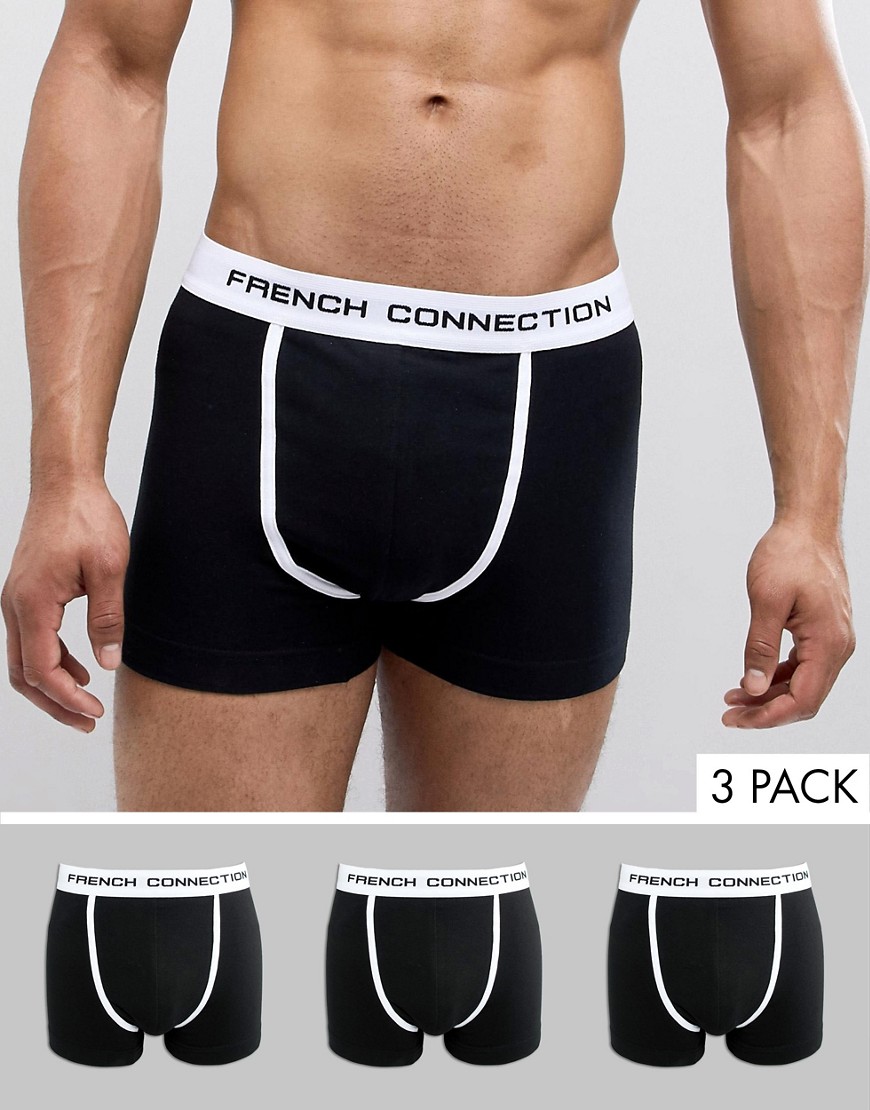 French Connection 3 Pack Stripe Boxers - Black/white/stripe