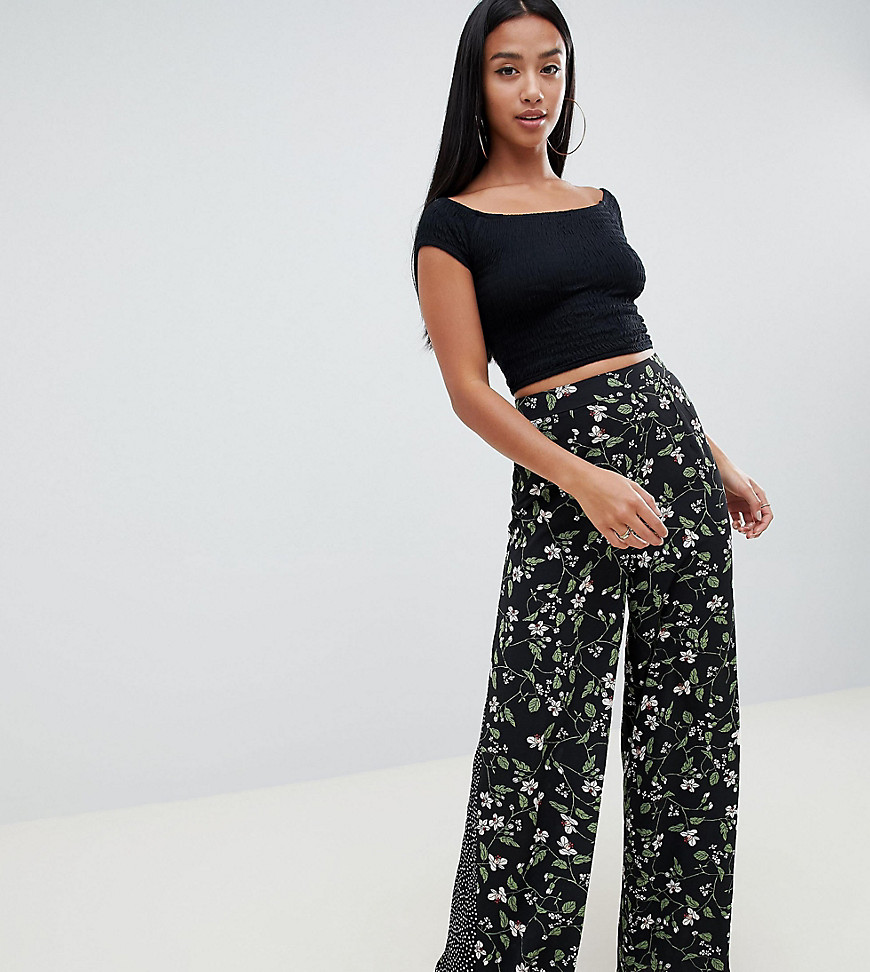 Missguided Petite Floral And Polka Dot Wide Leg Trousers