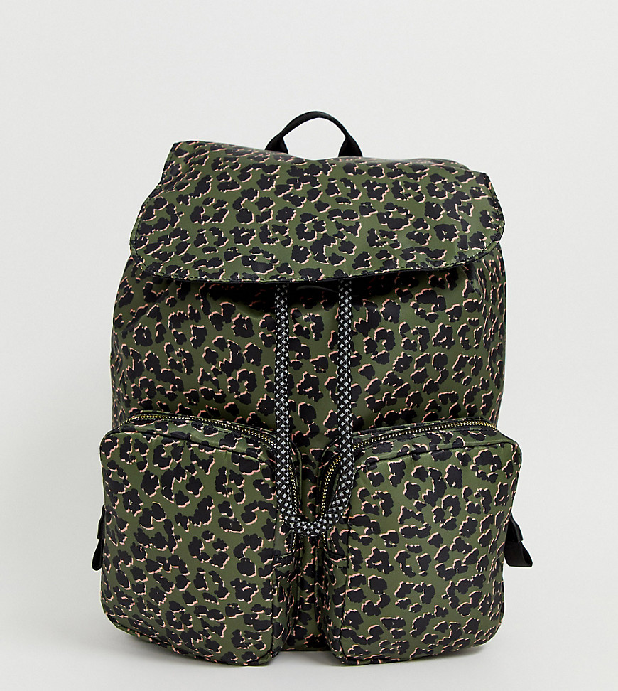 Accessorize dark leopard print hiker backpack with front pockets