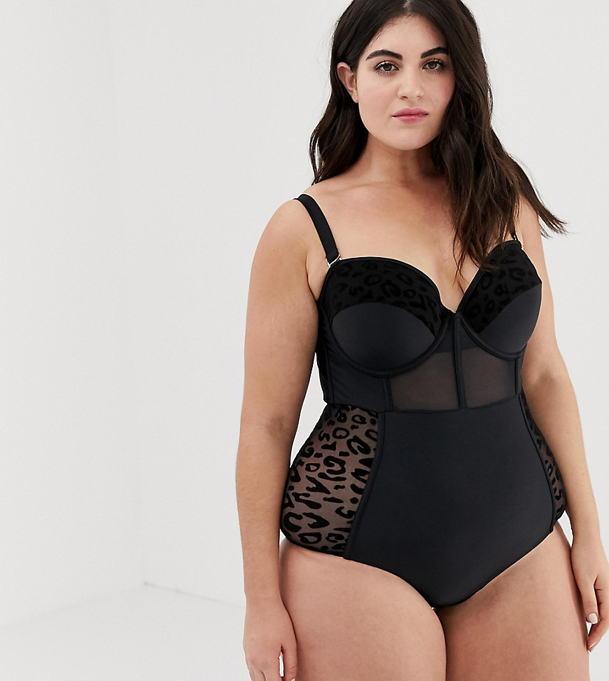 Lost Ink plus size corset style swimsuit