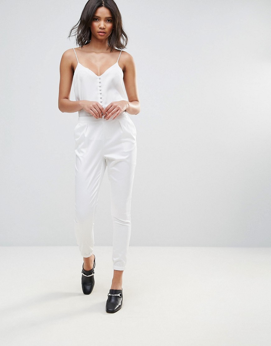 Neon Rose Luxe Slim Trousers - White