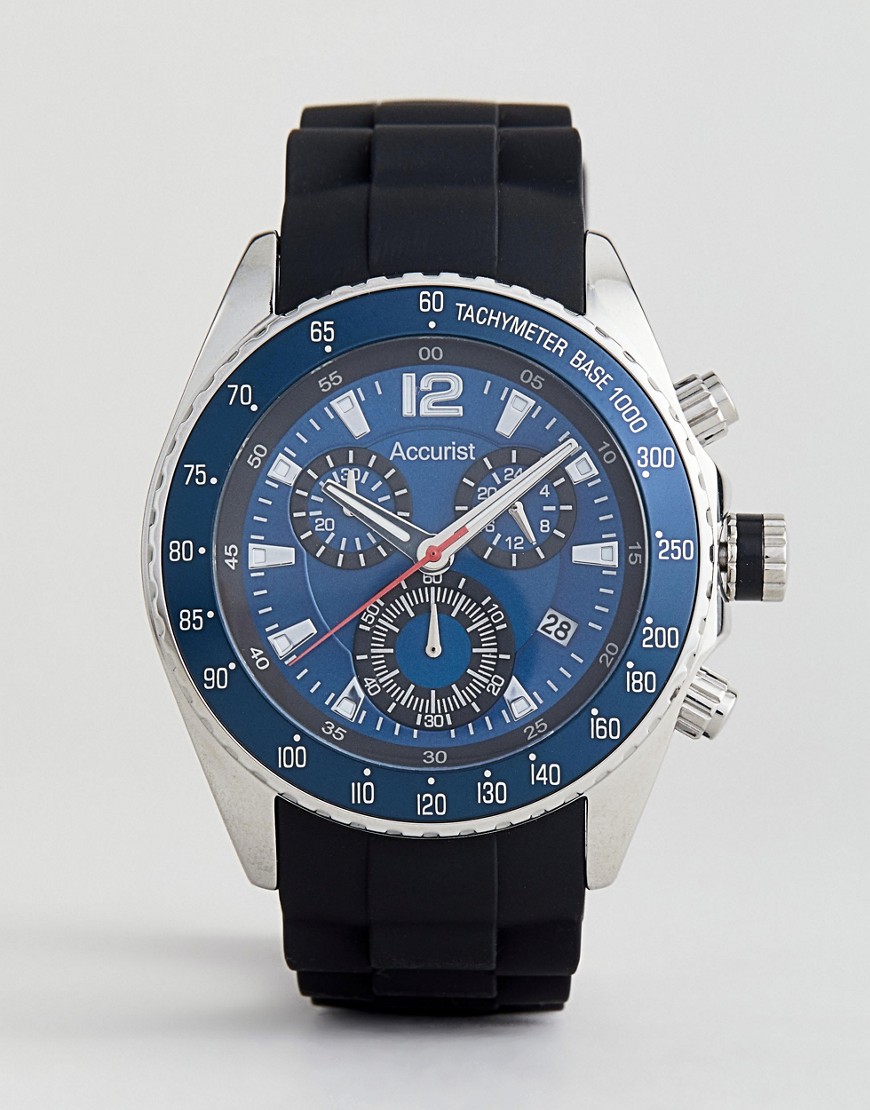Accurist MS710N Silicon Strap Chronograph Watch in Black