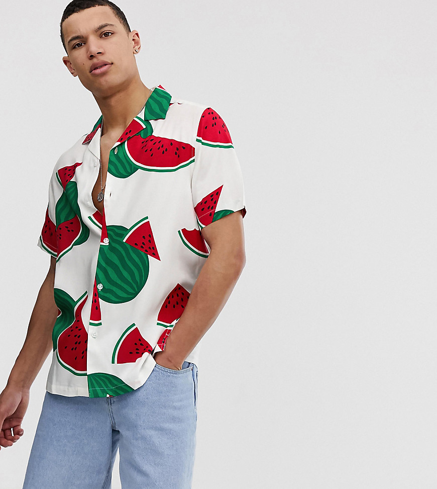 ASOS DESIGN Tall relaxed shirt with watermelon print
