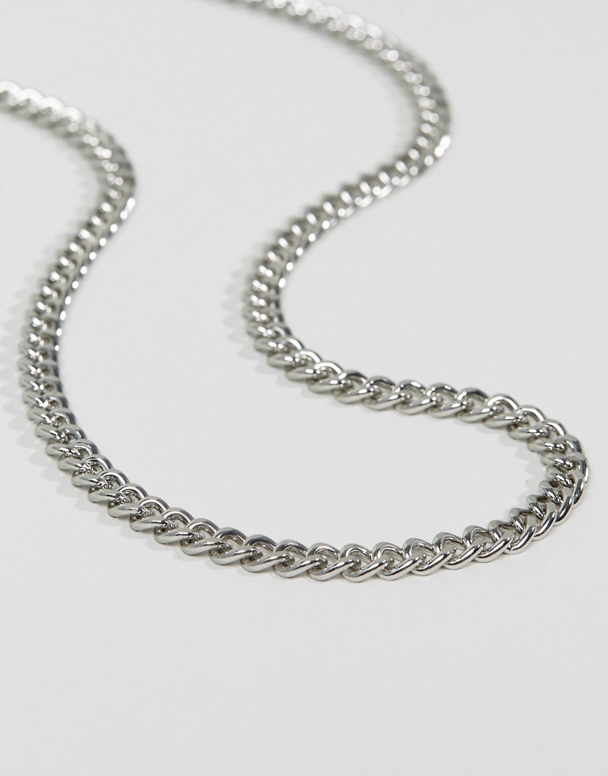 Asos Design Waterproof Stainless Steel Short Chunky Chain In Silver Tone