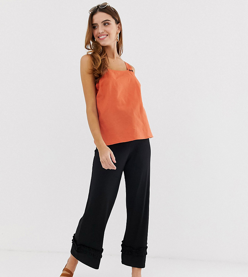 ASOS DESIGN Maternity under the bump cropped wide leg trousers with ruffle hem