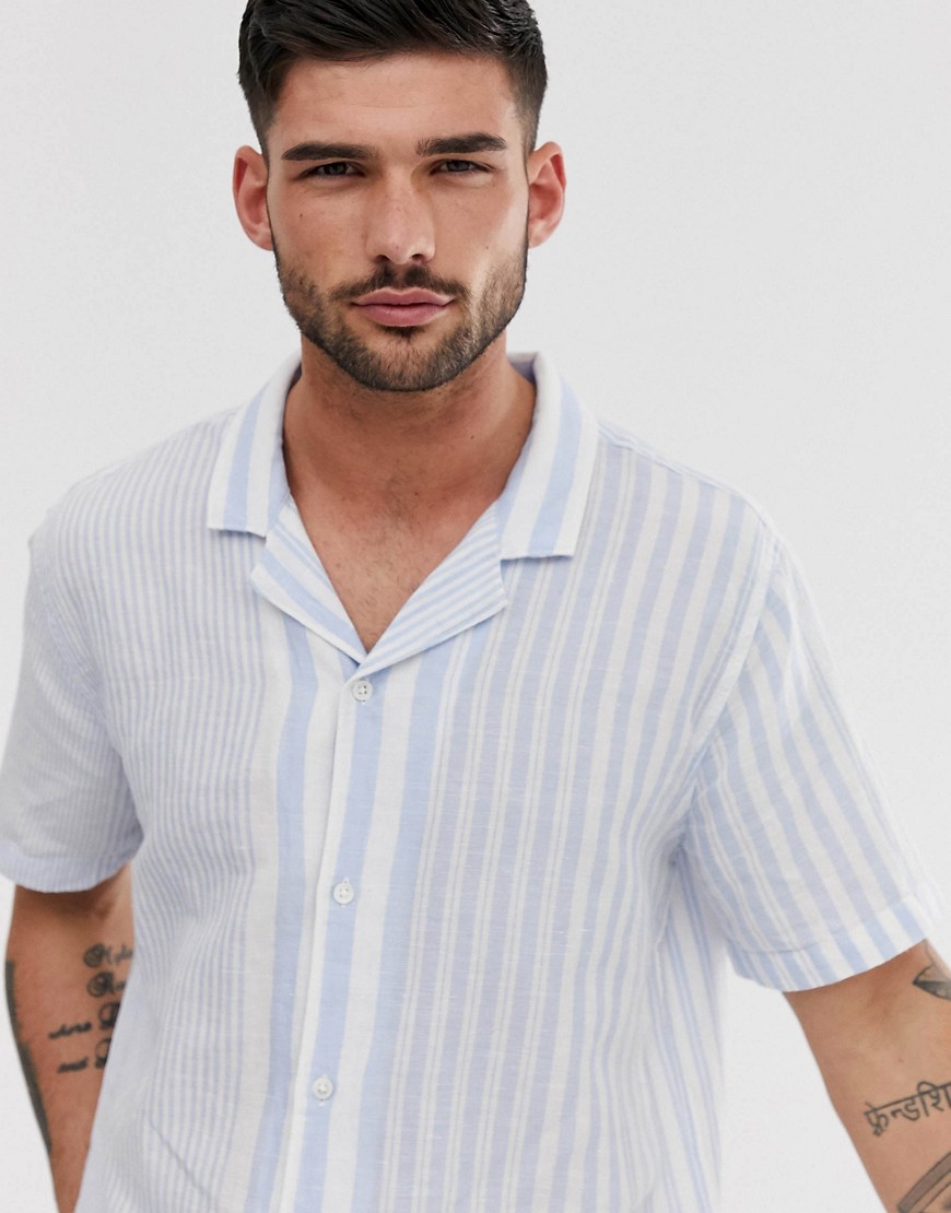 Levi's cubano short sleeve revere collar stripe shirt in mayhew skyway