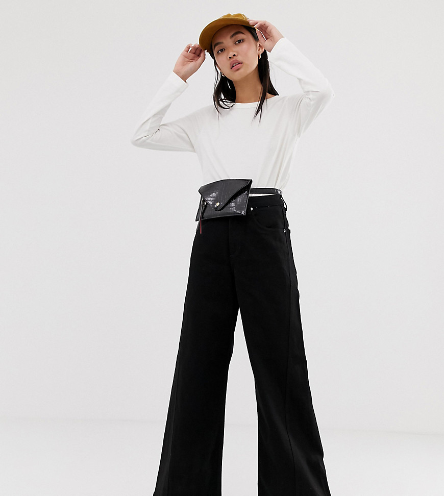 Weekday beat super wide leg jeans in tuned black