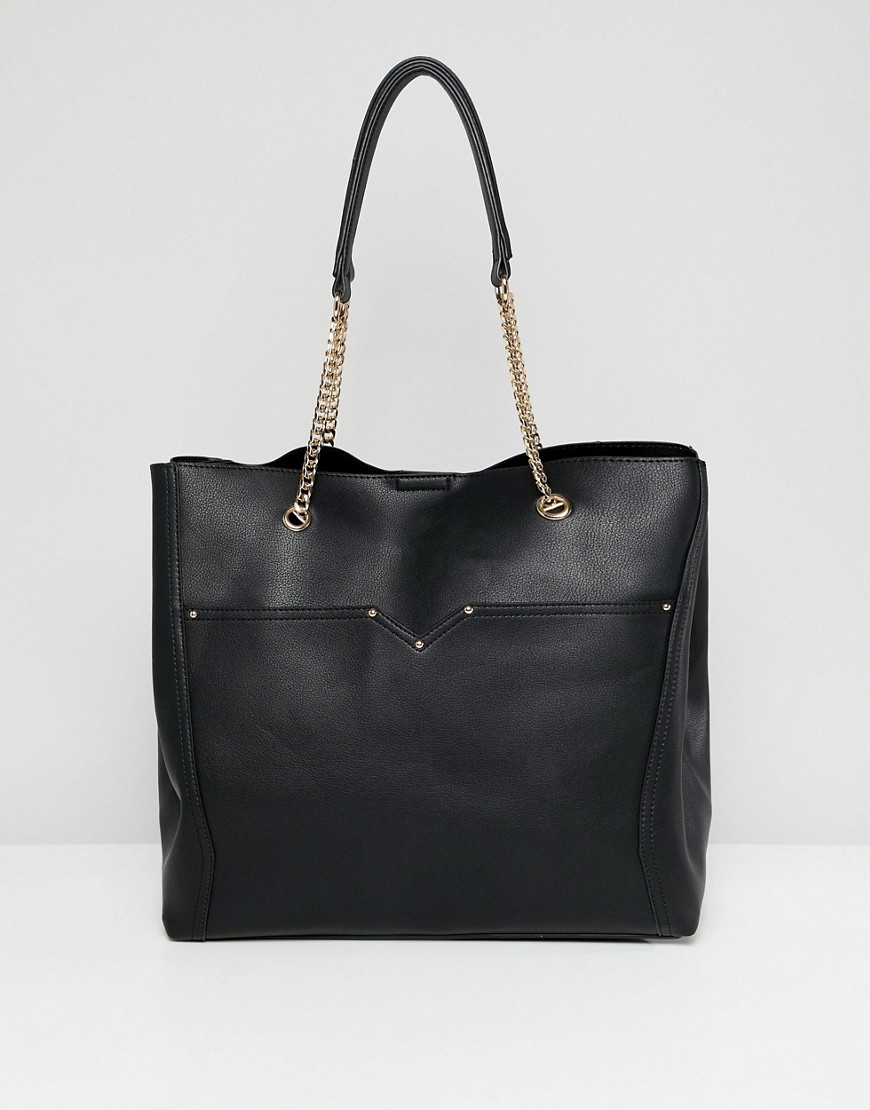 Pimkie Chain Detail Shopper Bag - Black