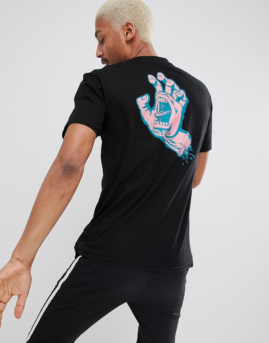 Santa Cruz T-Shirt With Coloured Hand Back Print In Black - Black