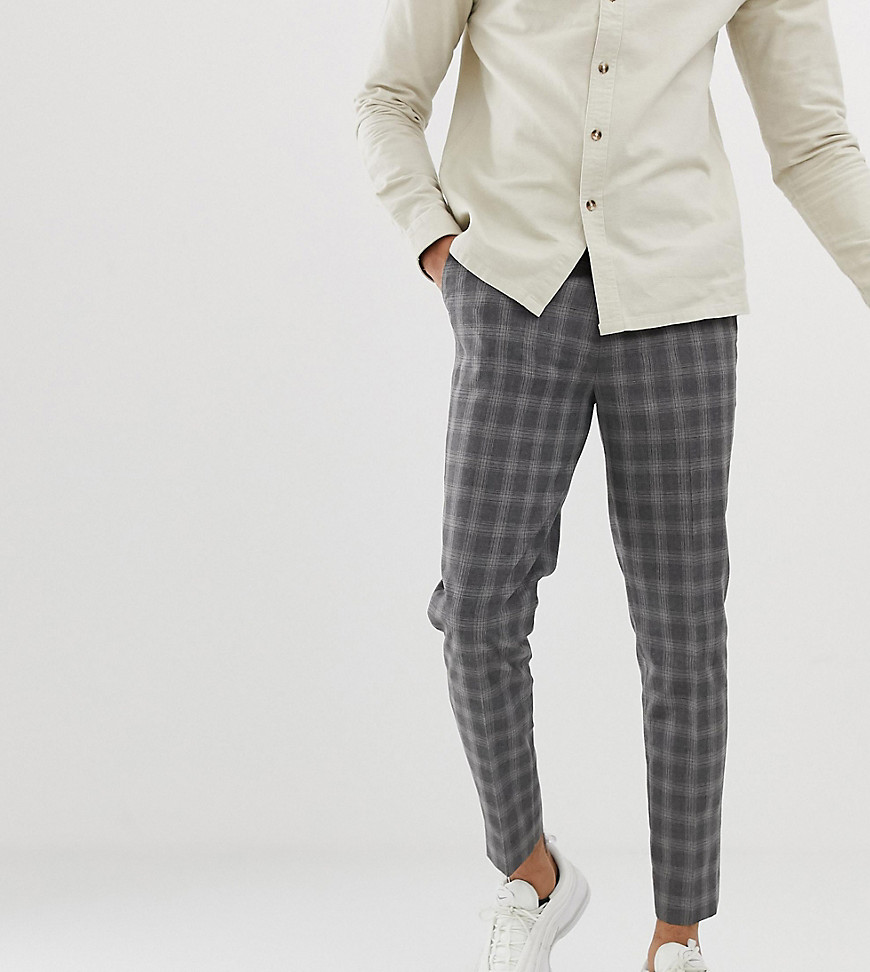 ASOS DESIGN Tall tapered smart trouser in grey check