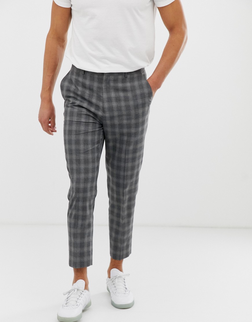 ASOS DESIGN smart tapered trouser in grey check