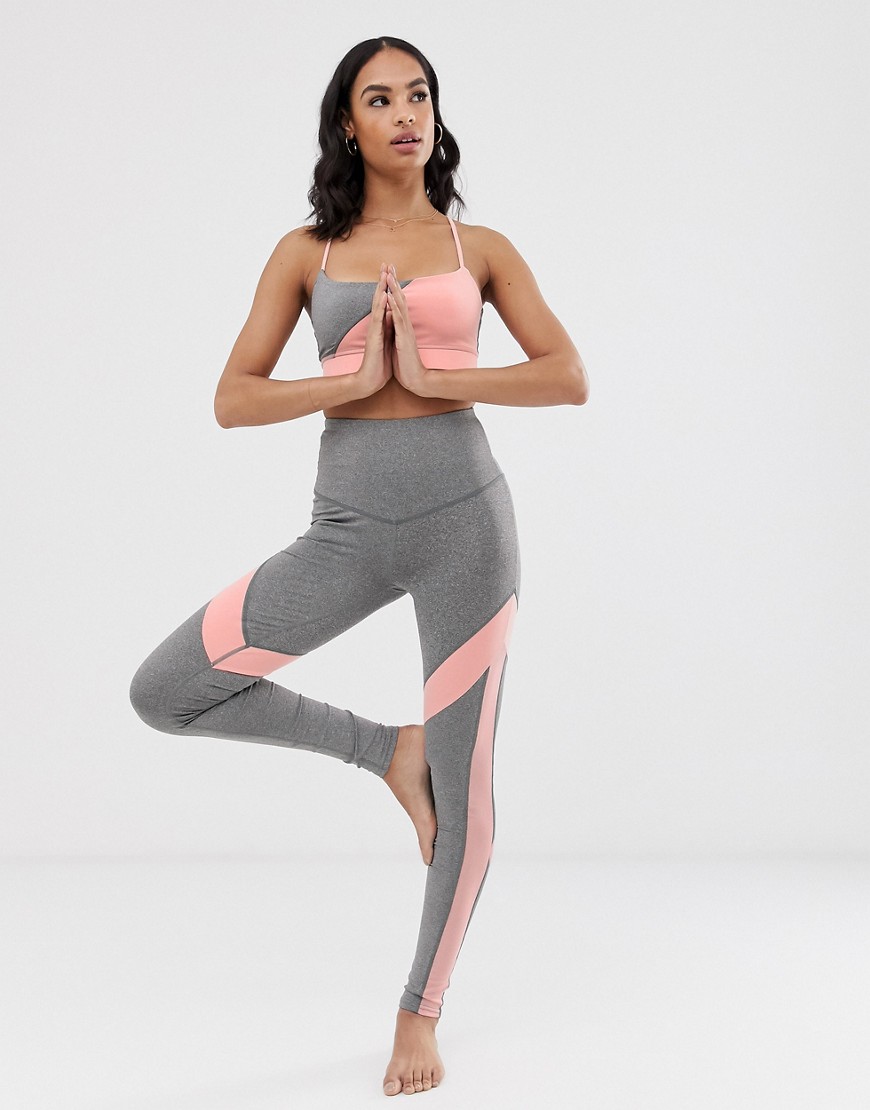 South Beach grey and pink panel legging