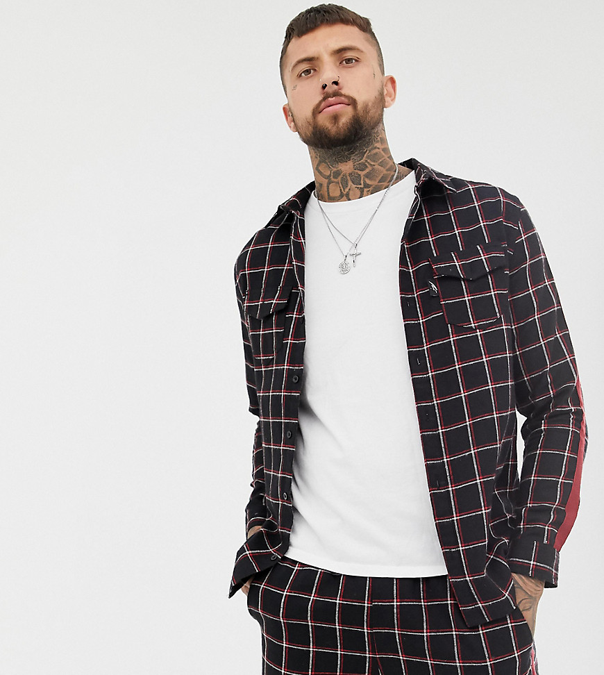 Mauvais oversized check shirt with taping