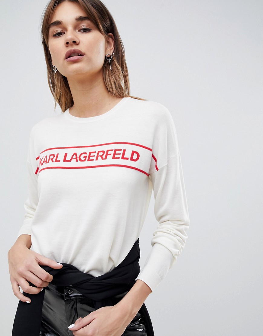 Karl Lagerfeld logo front knitted jumper