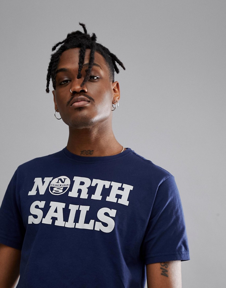 North Sails Text Logo T-Shirt In Navy