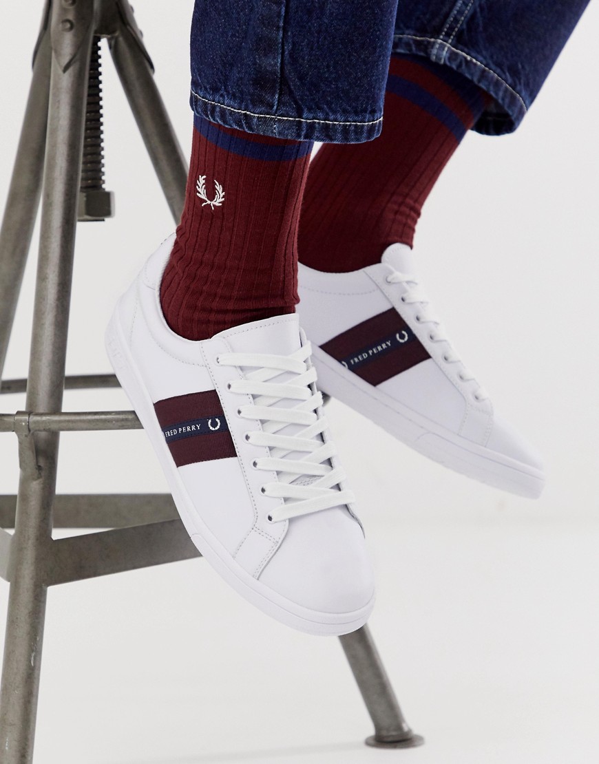 Fred Perry B721 leather taped trainers in white