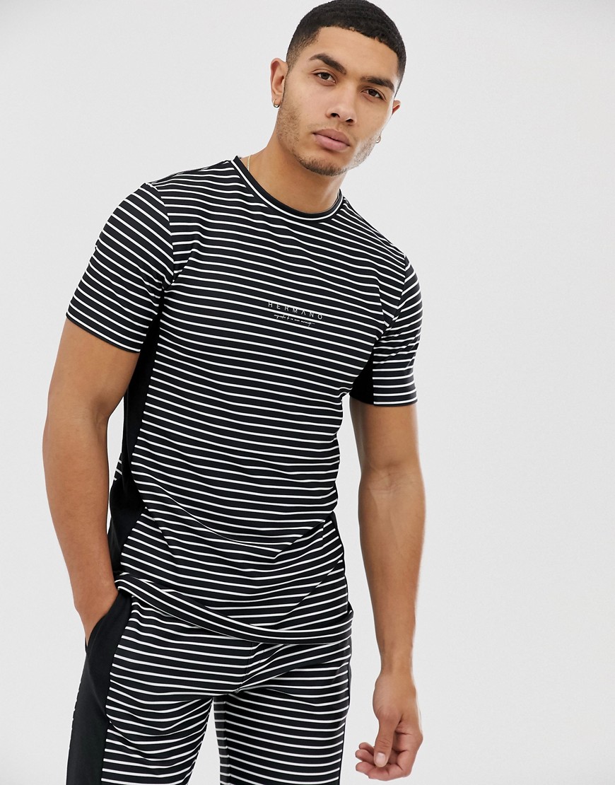 Hermano co-ord t-shirt with logo in stripe