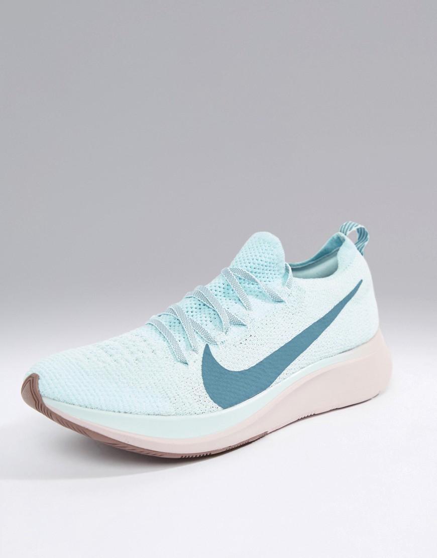 Nike Running Zoom Fly Flyknit Trainers In Blue And Pink