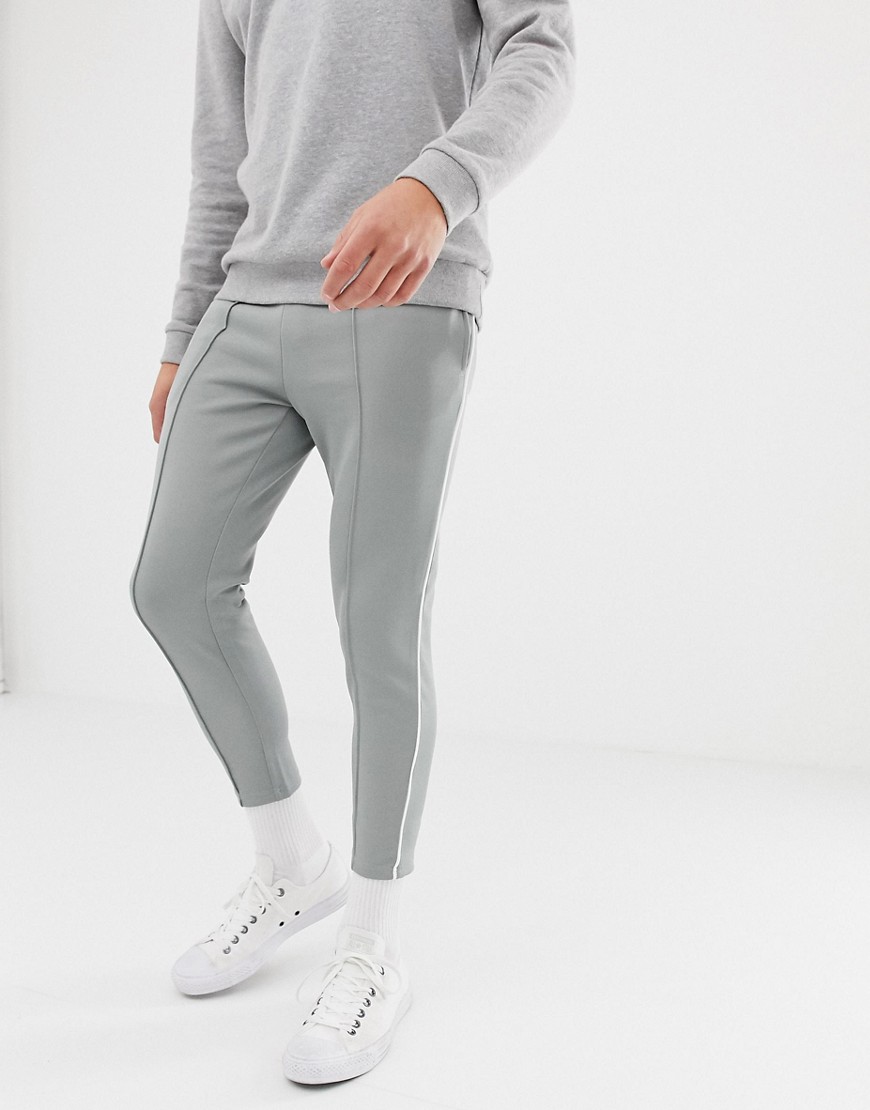 Only & Sons slim track pant with side stripe and cropped ankle