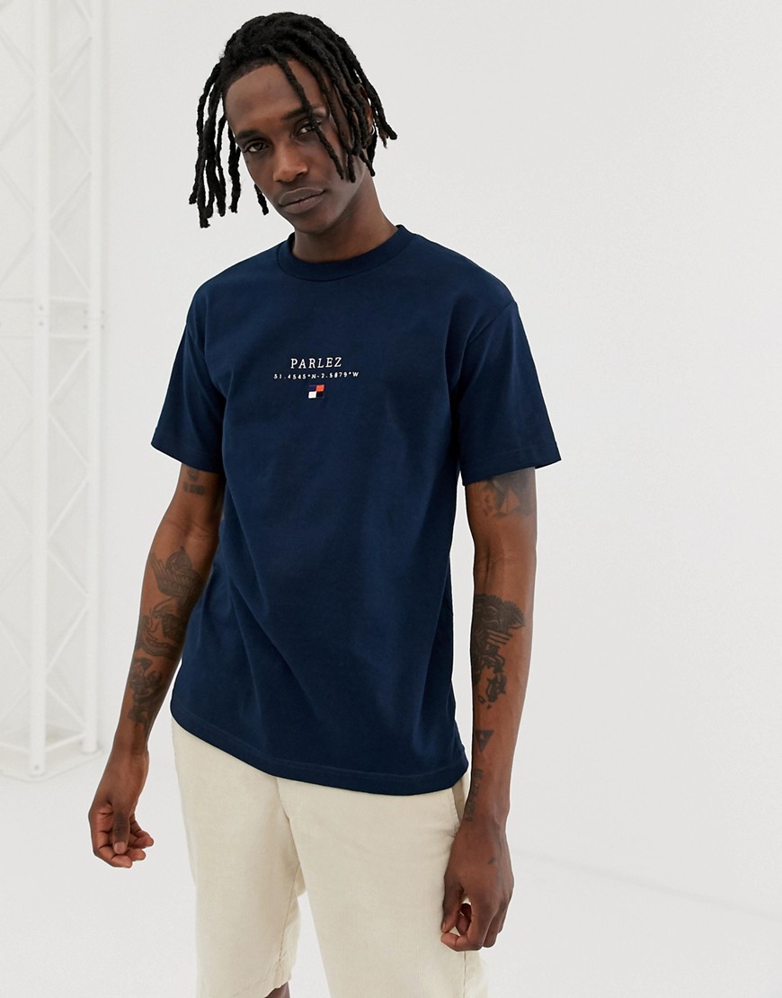 Parlez Lima t-shirt with embroidered chest logo in navy