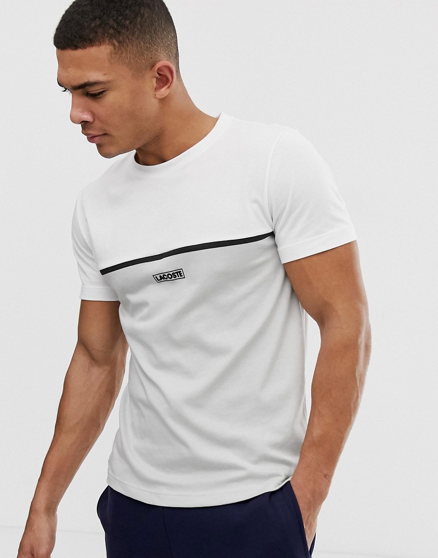 Lacoste Sport colour block logo t-shirt in white