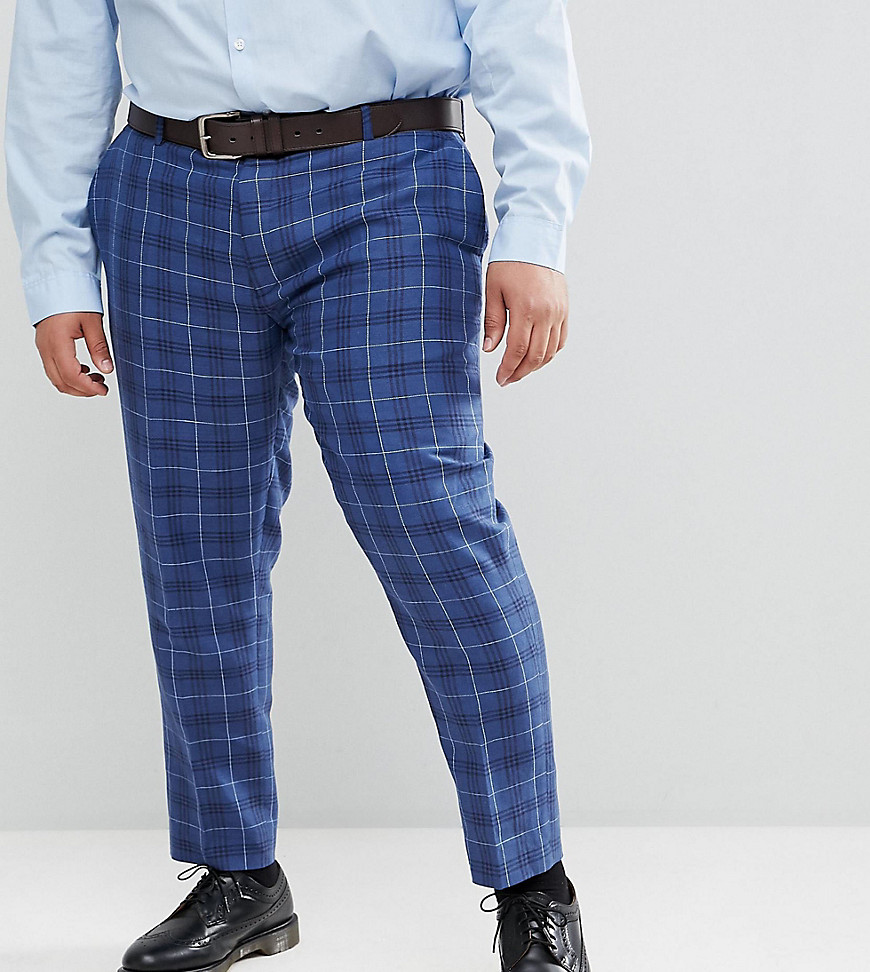 Gianni Feraud PLUS Slim Fit Wedding Check Suit Trousers