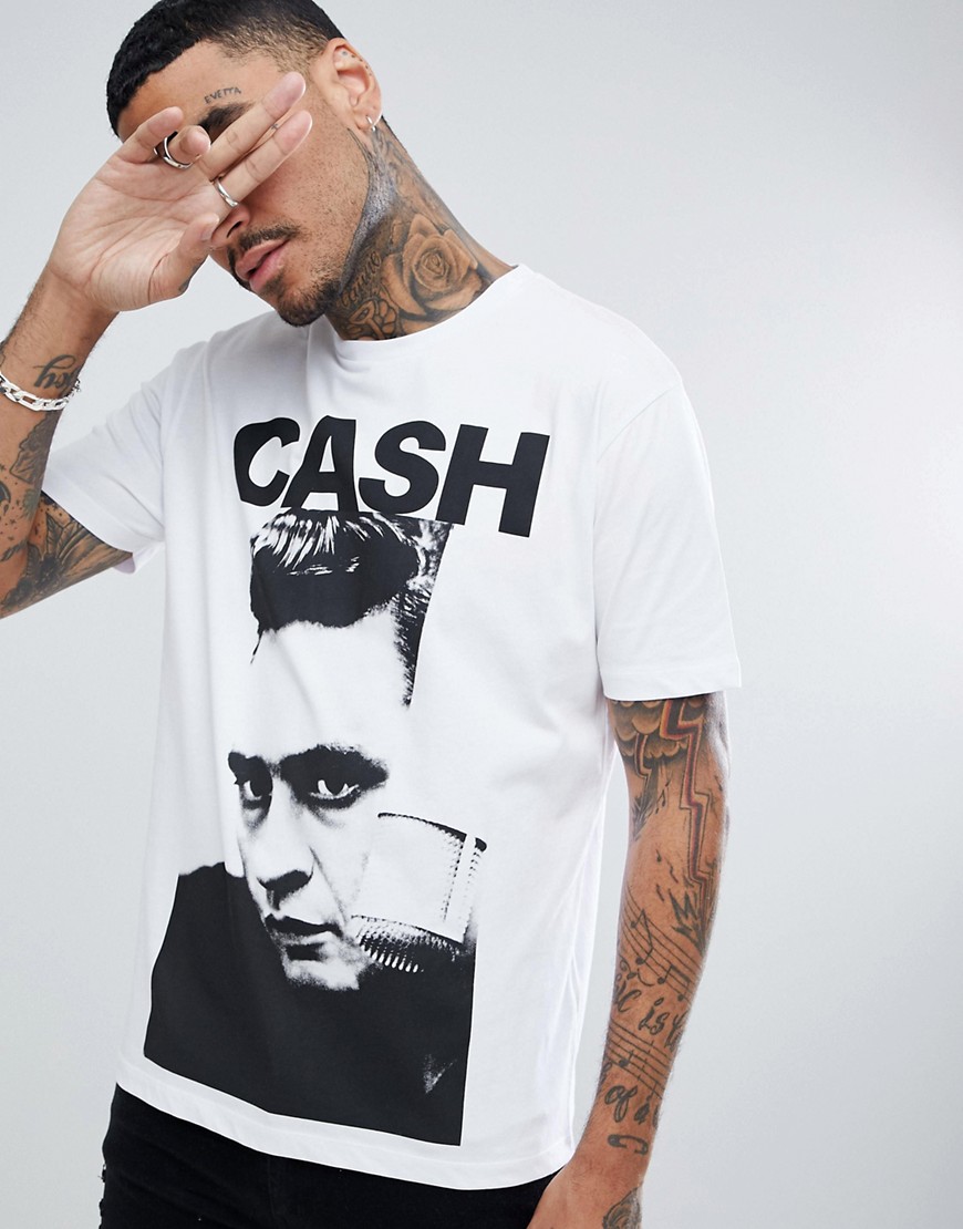 Свободная футболка с принтом Johnny Cash ASOS - Белый 