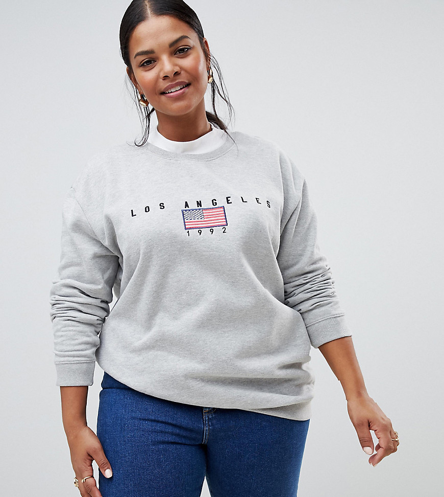 Daisy Street Plus sweatshirt with los angeles embroidery