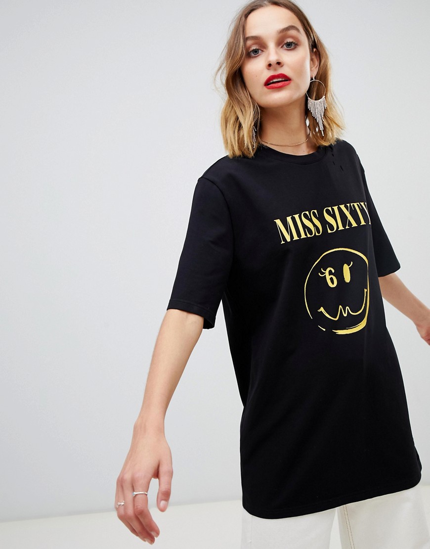 Miss Sixty face logo t shirt dress