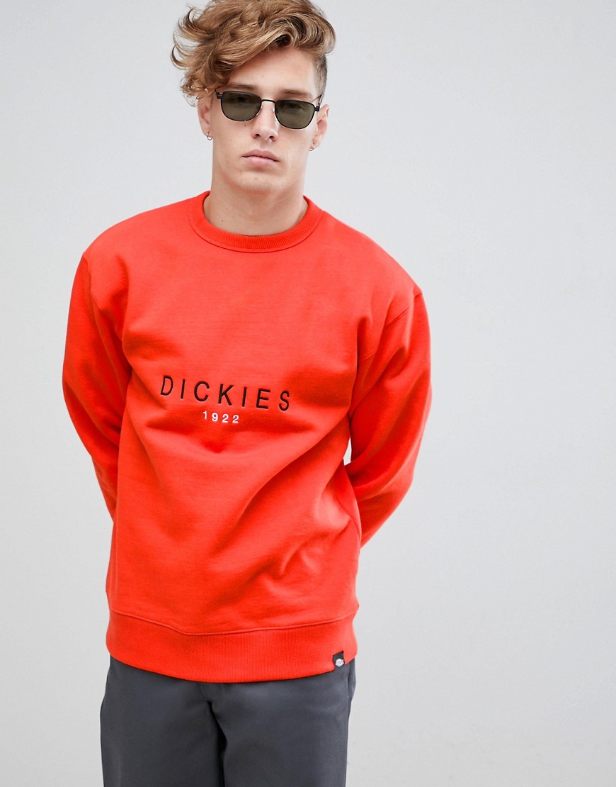 Dickies Faber sweat with embroidered chest logo in orange