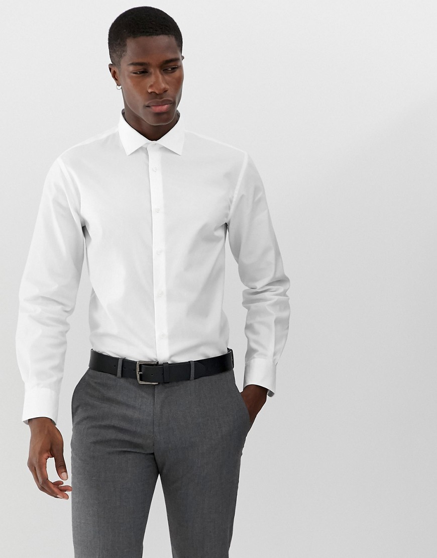 Celio slim fit long sleeve smart shirt in white