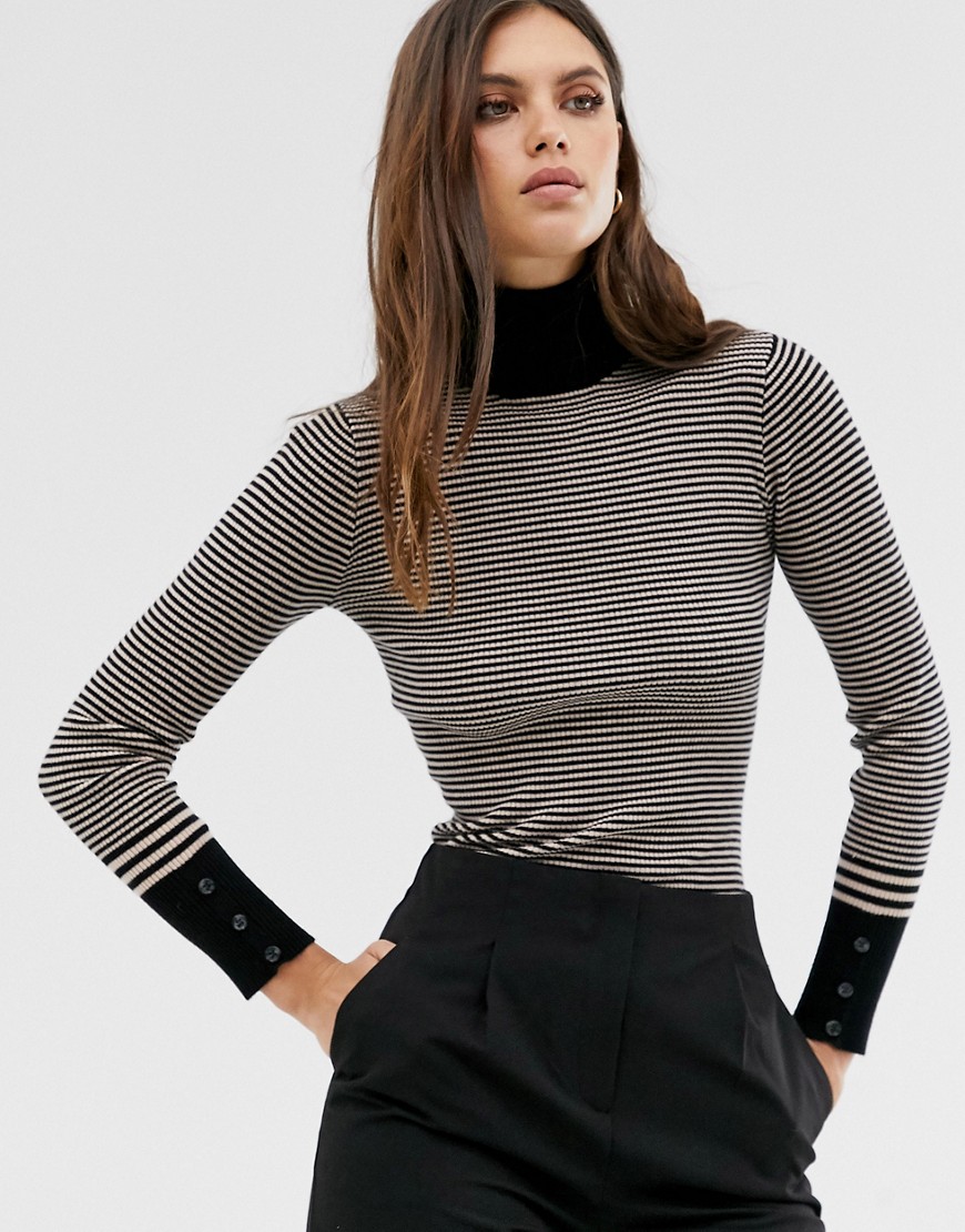Fashion Union striped slim fit roll neck jumper