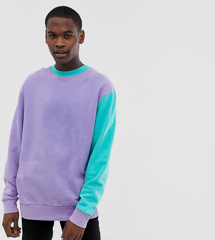 COLLUSION Tall washed colour block sweat in lilac