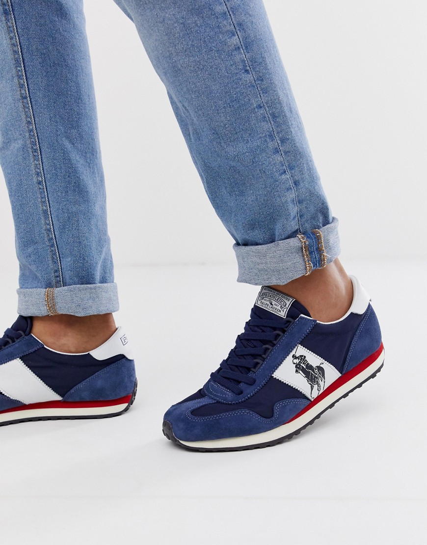 Polo Ralph Lauren Performance Train 90 trainer with polo player and mixed fabrication in navy