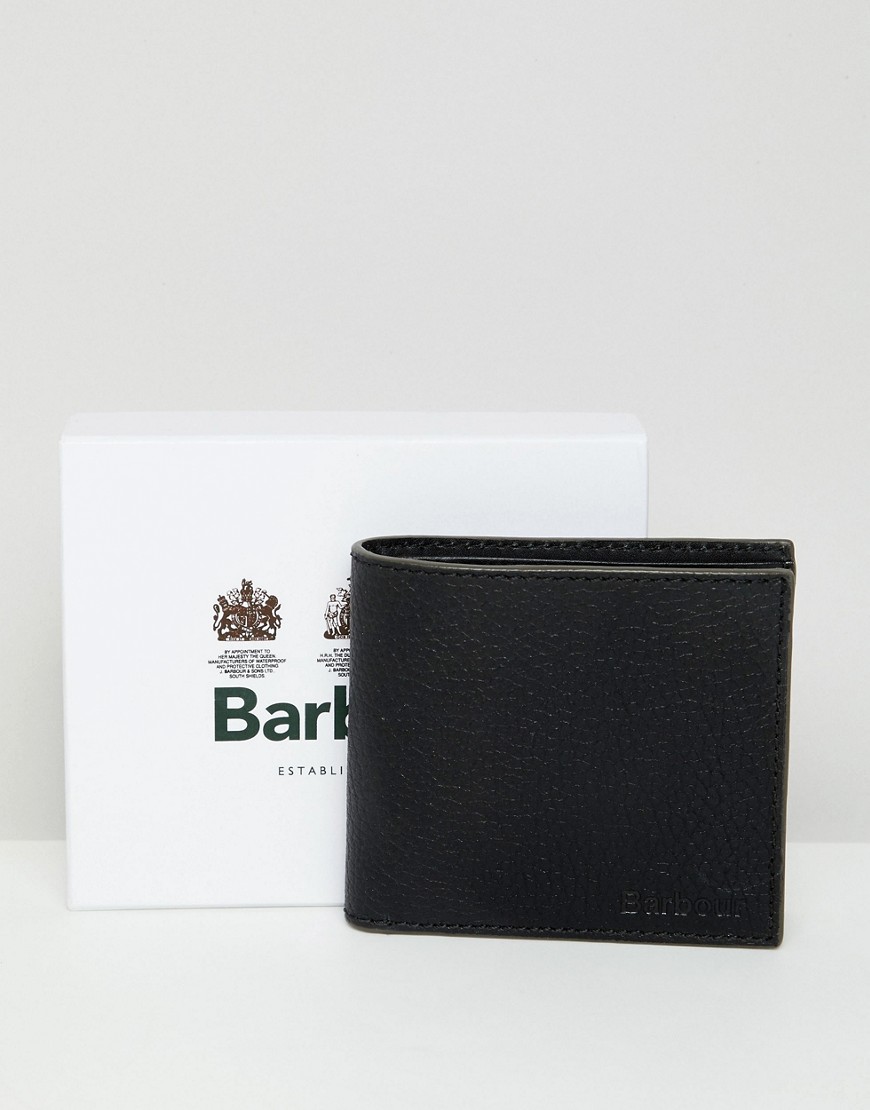 Barbour Grain Leather Wallet in Black - Black