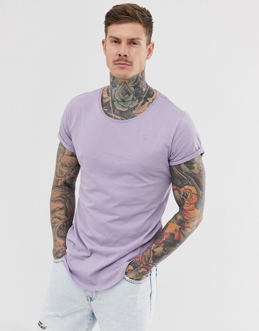 G-Star Vontoni long line t-shirt in lilac