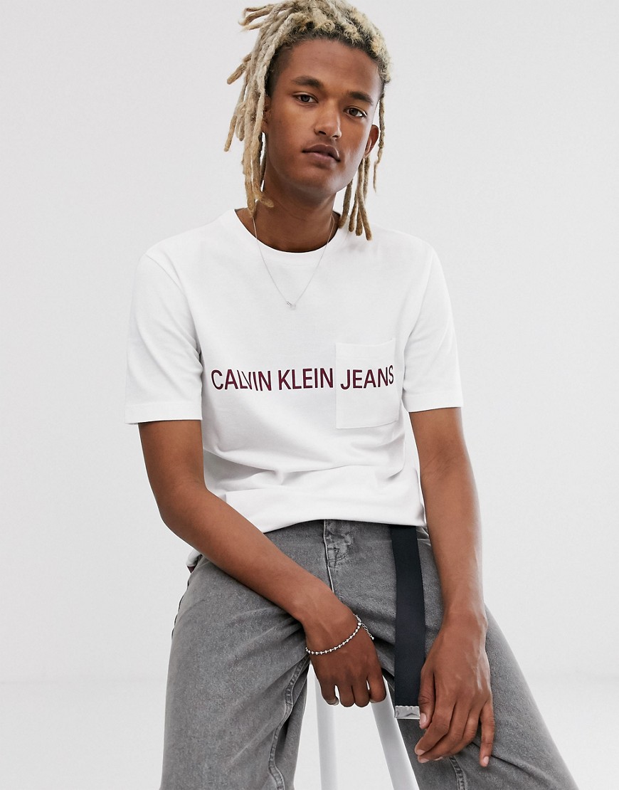 Calvin Klein Jeans t-shirt in white with institutional logo