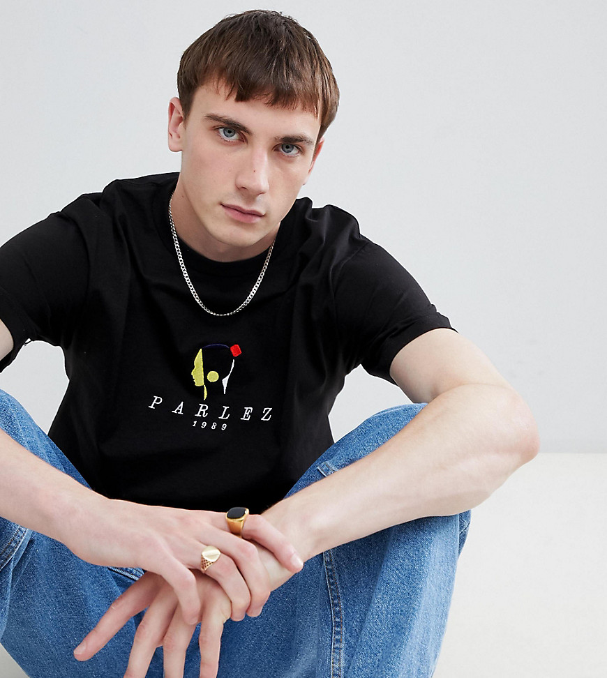 Parlez T-Shirt With Embroidered Face Logo In Black Exclusive To ASOS - Black