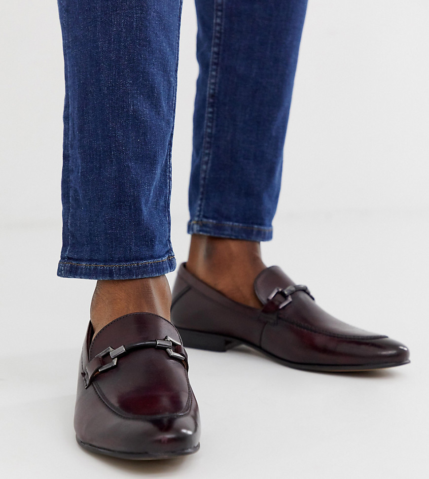 Base London Wide Fit Soprano bar loafers in bordo leather