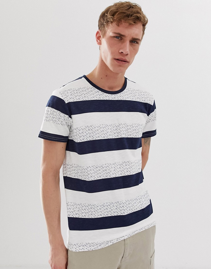 Selected Homme t-shirt with printed stripe in organic cotton