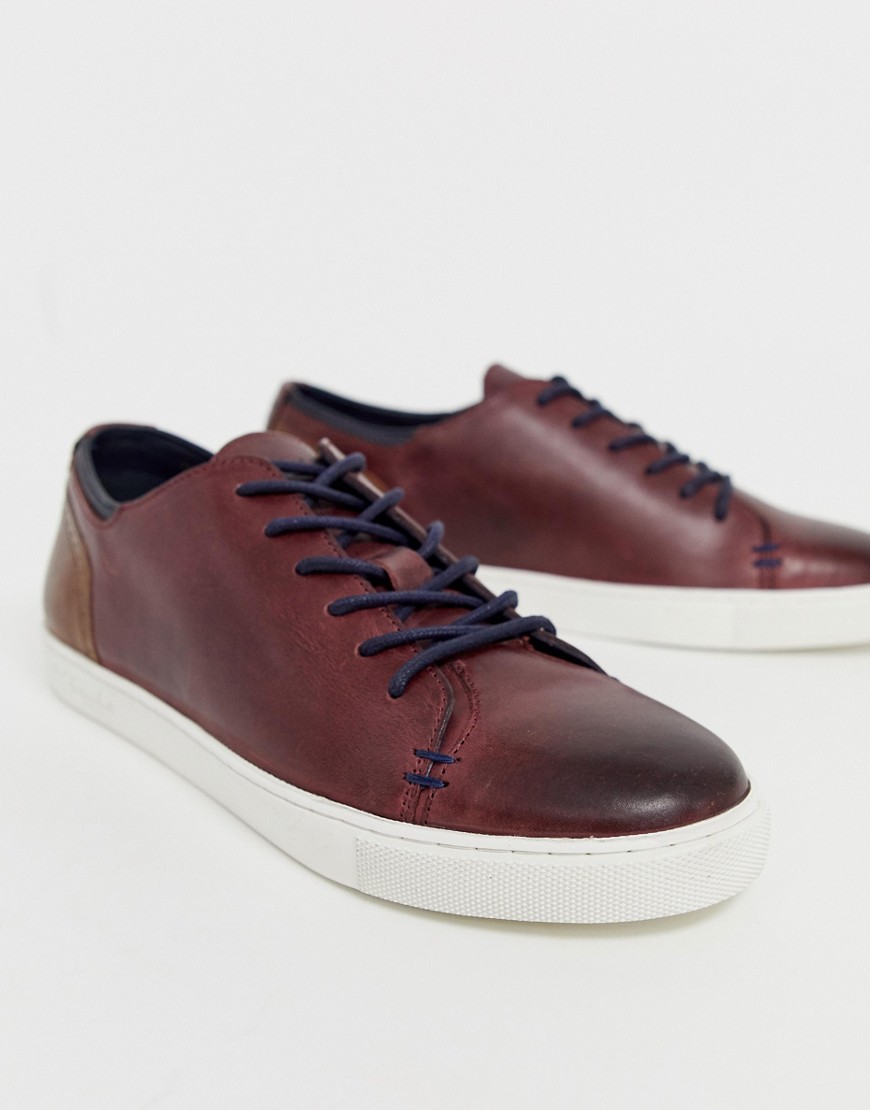 Goodwin Smith leather trainer in burgundy