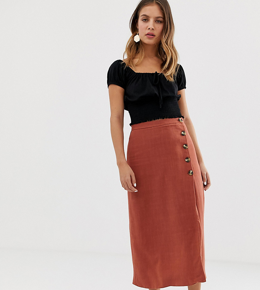 New Look skirt with asymmetric hem in rust