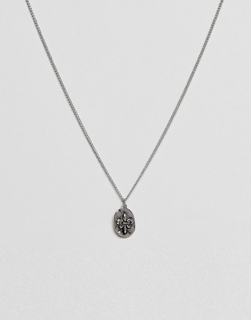 Burton Menswear Necklace With Pendant In Silver - Silver
