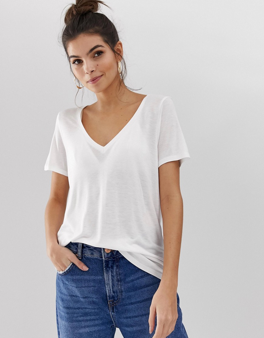 ASOS DESIGN v-neck t-shirt with short sleeves in white