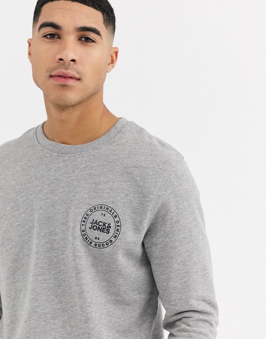 Jack & Jones Originals sweatshirt with chest branding in grey