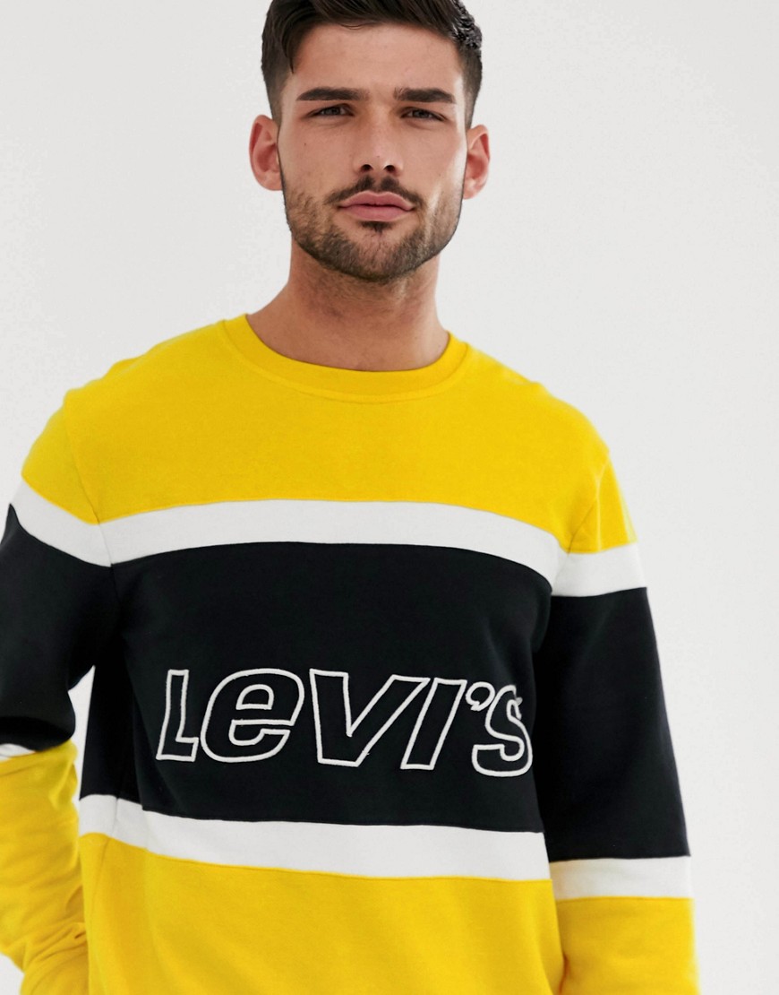 Levi's cut & sew colourblock chest logo sweatshirt in yellow/black