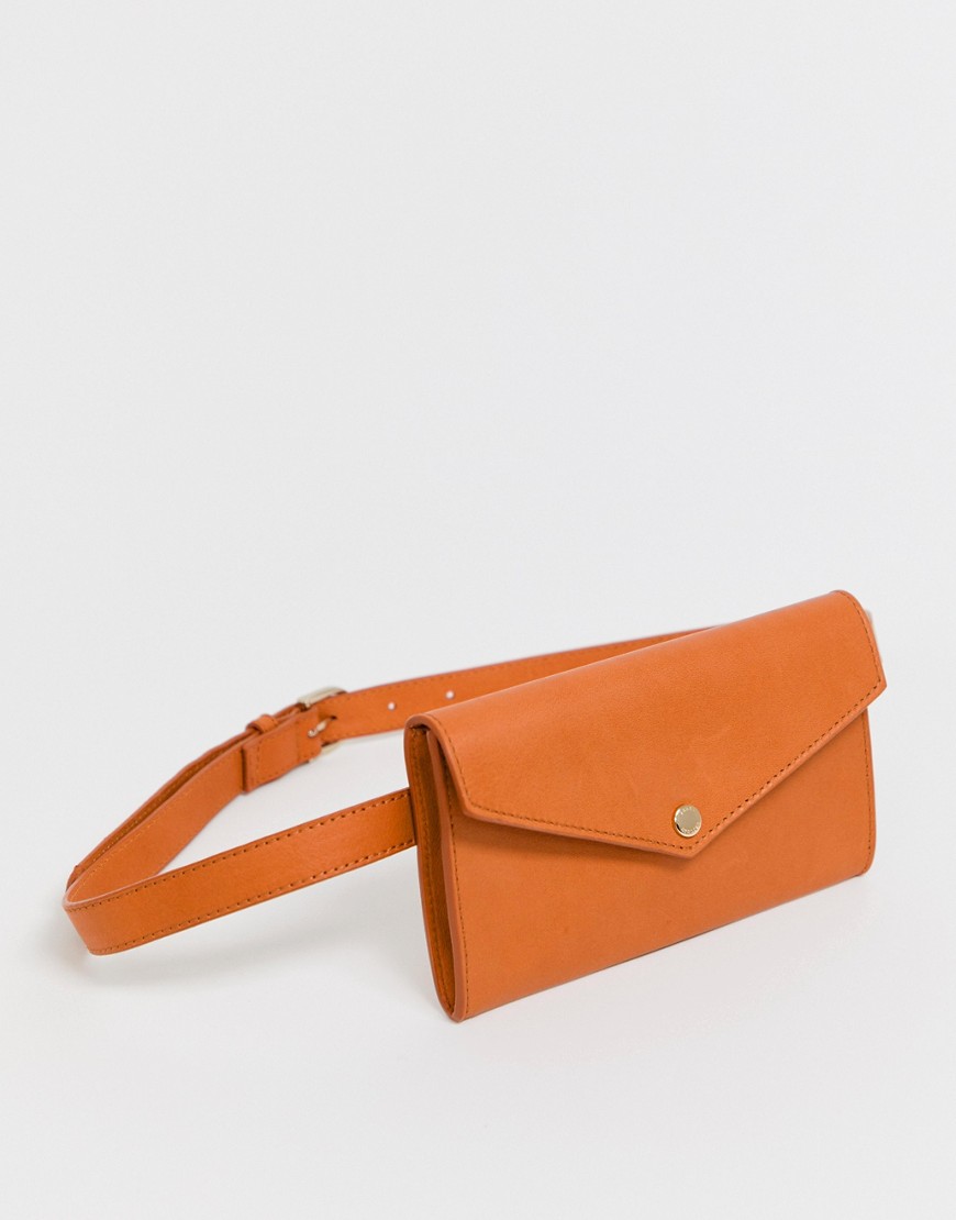 & Other Stories leather envelope belt bag in orange