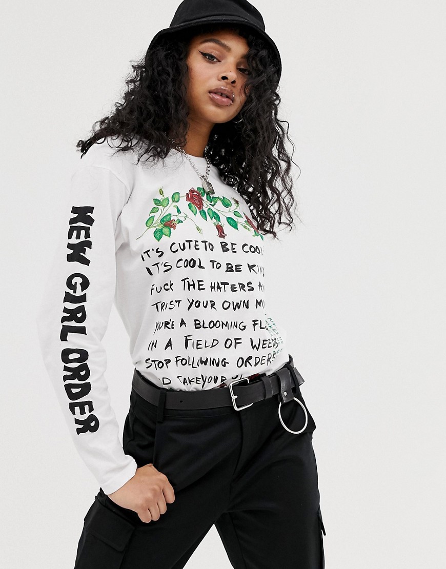 New Girl Order long sleeve t-shirt with manifesto graphic