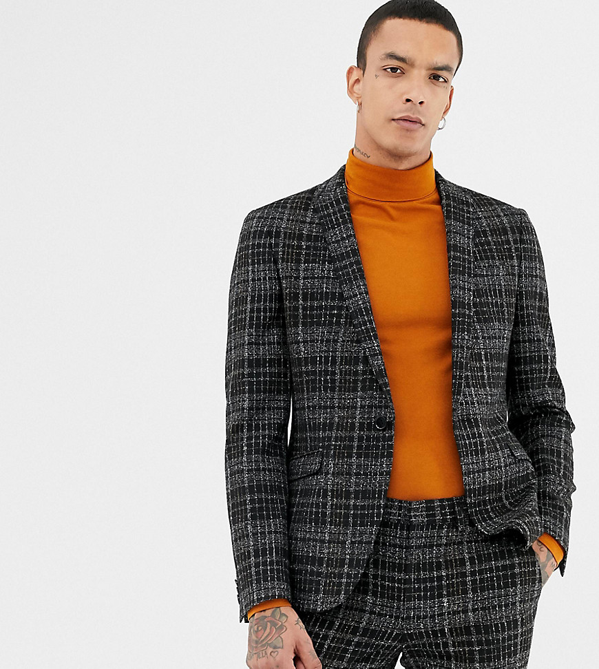 Heart & Dagger skinny suit jacket in textured check