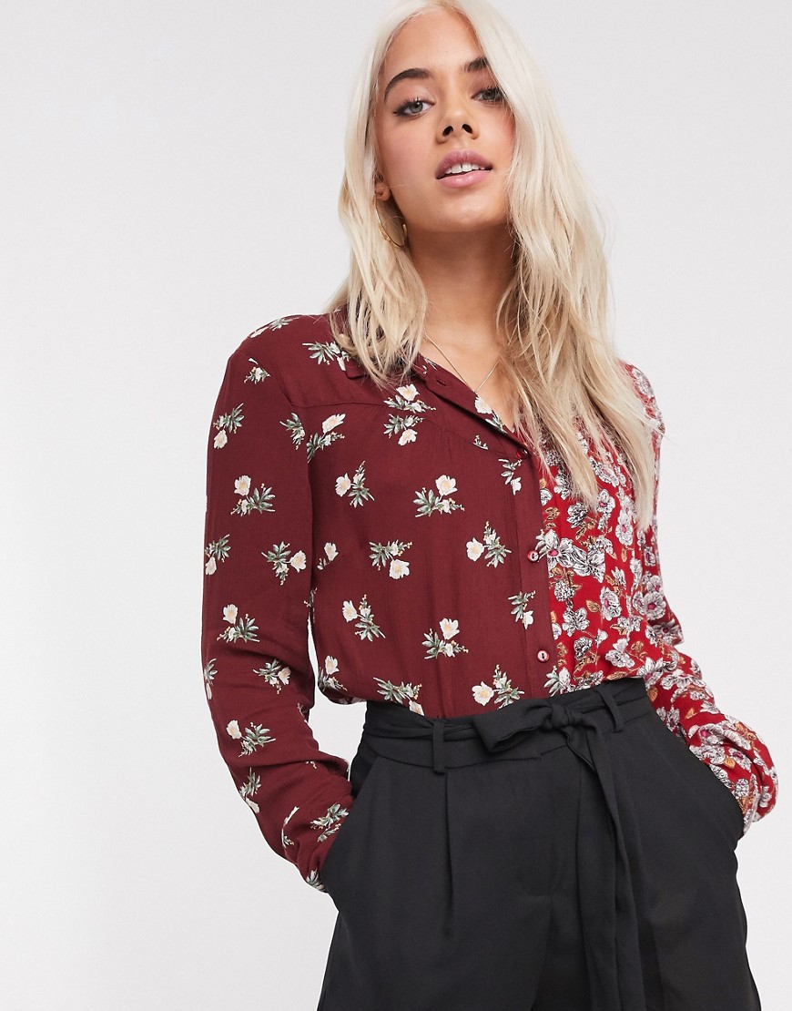 Pieces shirt in mixed ditsy print